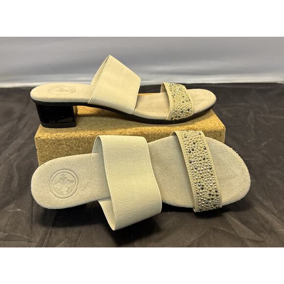 Tory Burch Estella Embellished Slide On Sandals With Crystals Size 7 Shoes - Picture 3 of 12